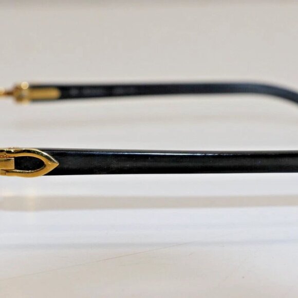 Cartier rimless black buff horn gold Diamond Cut transition sunglasses - Picture 3 of 11